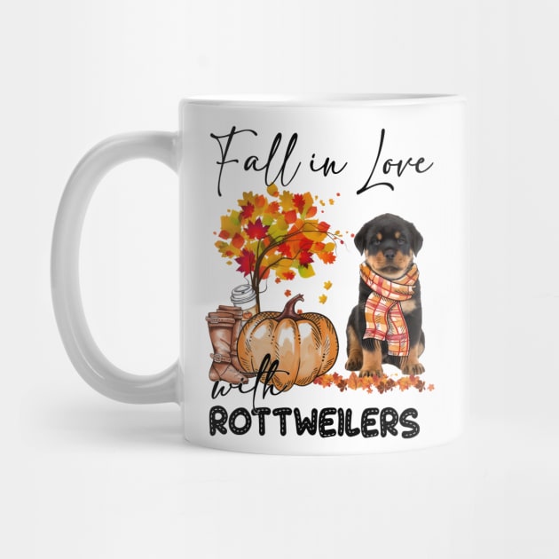 Fall In Love With Rottweilers Fall Pumpkin Thanksgiving by Red and Black Floral